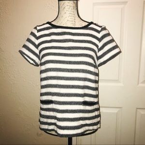 NYC Top Metallic Striped Black White Short Small
